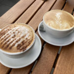 Latte and cappuccino at Little Treat cafe in Abergavenny
